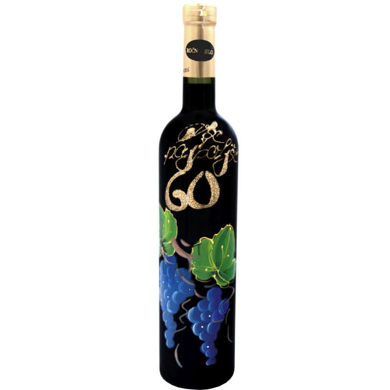 Jubilejno vino 60 let-poslikava z modrim grozdjem in besedilom vse najboljše 0.75l, Amon (v.152)