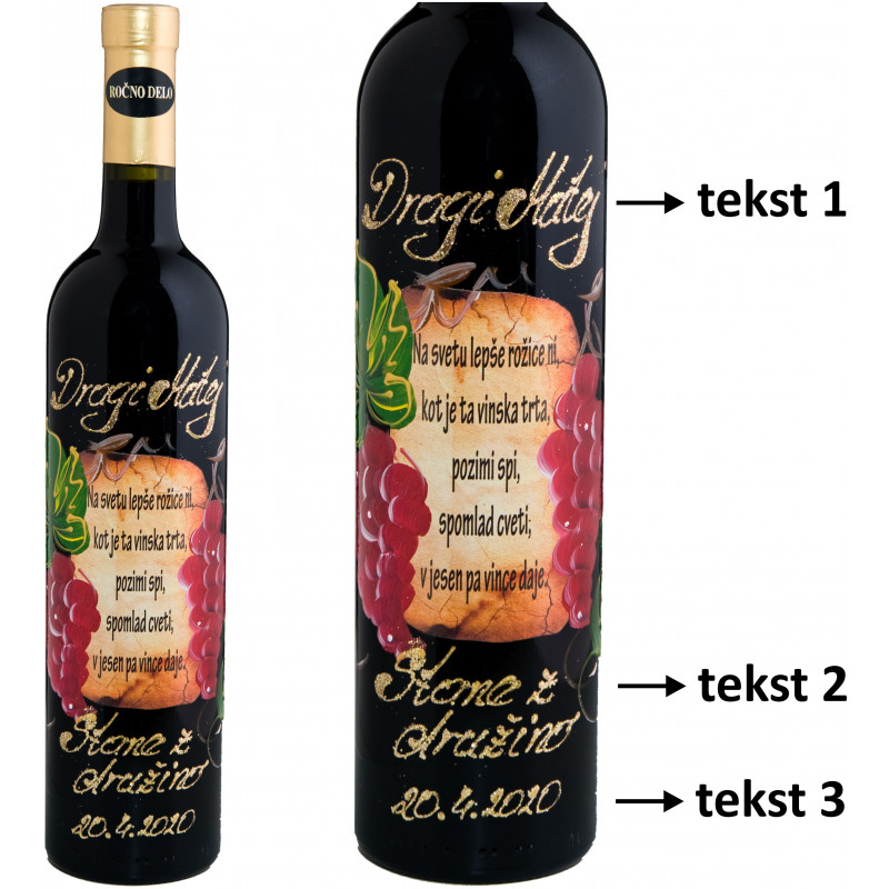 Personalizirano vino Amon - Rdeče grozdje in verz - 0,75l (v104)