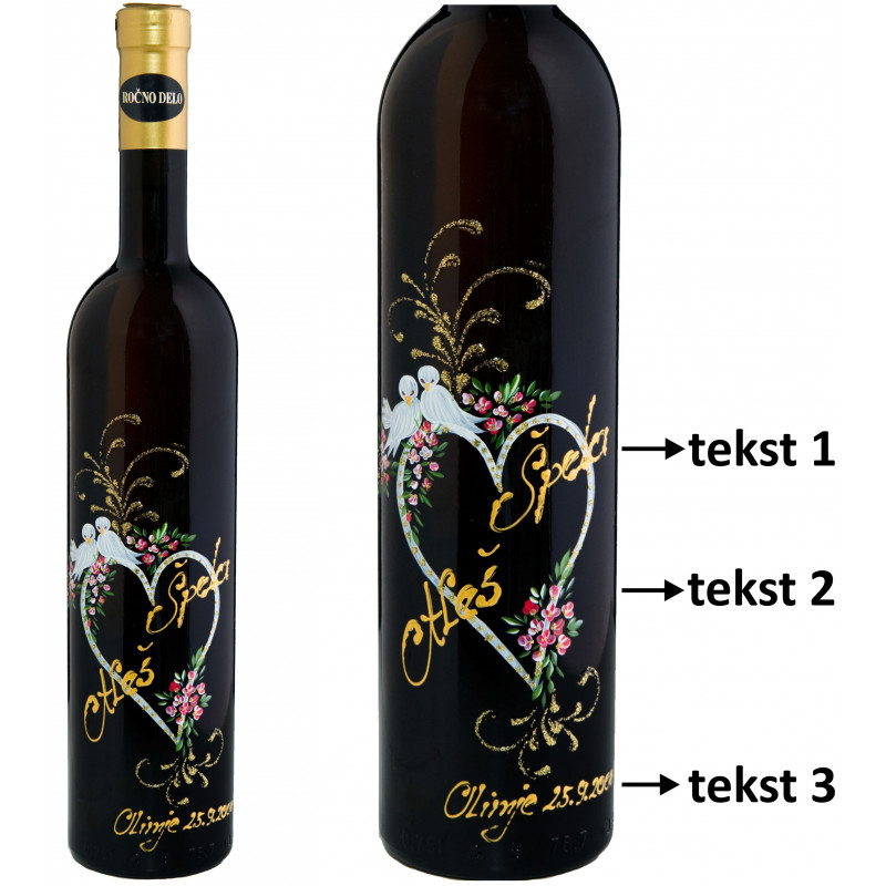 Personalizirano vino Amon - Ljubezen in golobčki - 0,75l (v.105)